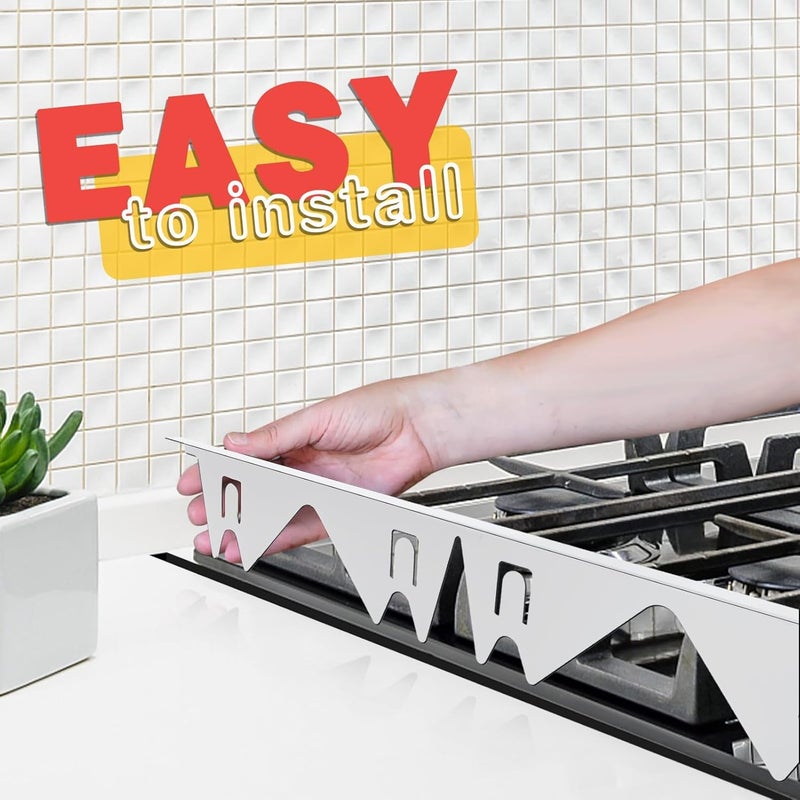 ALMCALS Stove Gap Covers Stainless Steel, 2 Pack Stove Gap Filler Easy Retractable Length 13.8" to 27.5", Width 0.79" Stove Gap Guards Range Trim Kit, Heat Resistant Guard Between Stove Top & Counter - Image 5